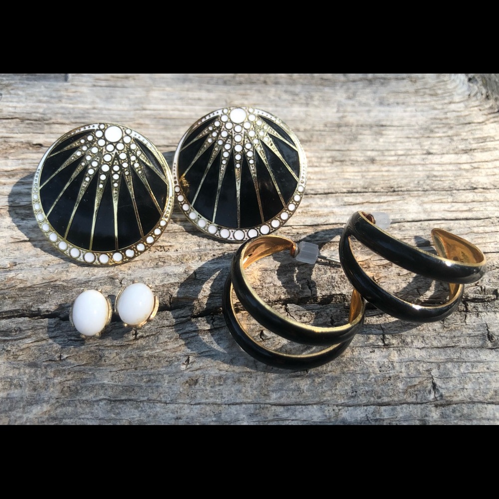 Vintage Black and White Earrings